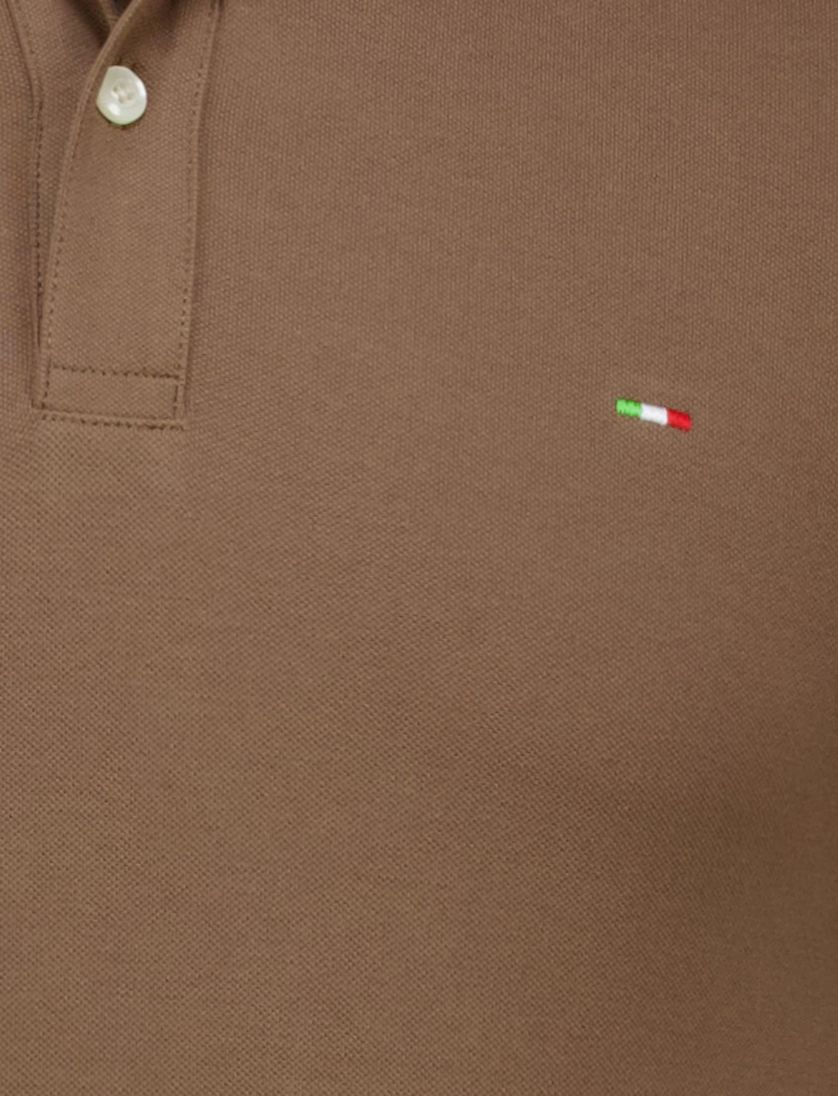 Portofino polo bruin pique 2-knoops katoen
