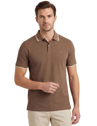 Portofino Portofino polo bruin pique 2-knoops