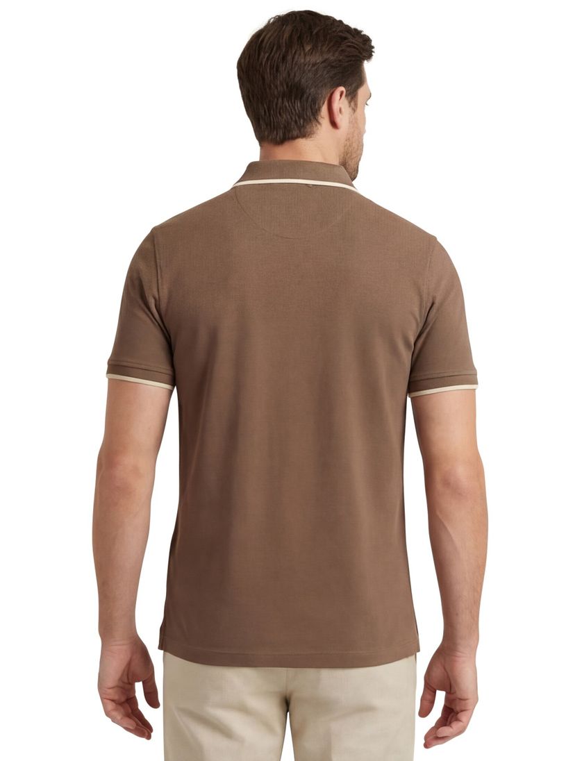 Portofino polo bruin pique 2-knoops katoen