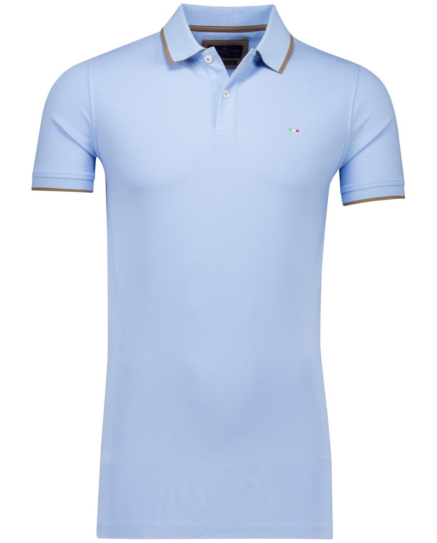 Portofino polo extra lang blauw bruin pique 3-knoops