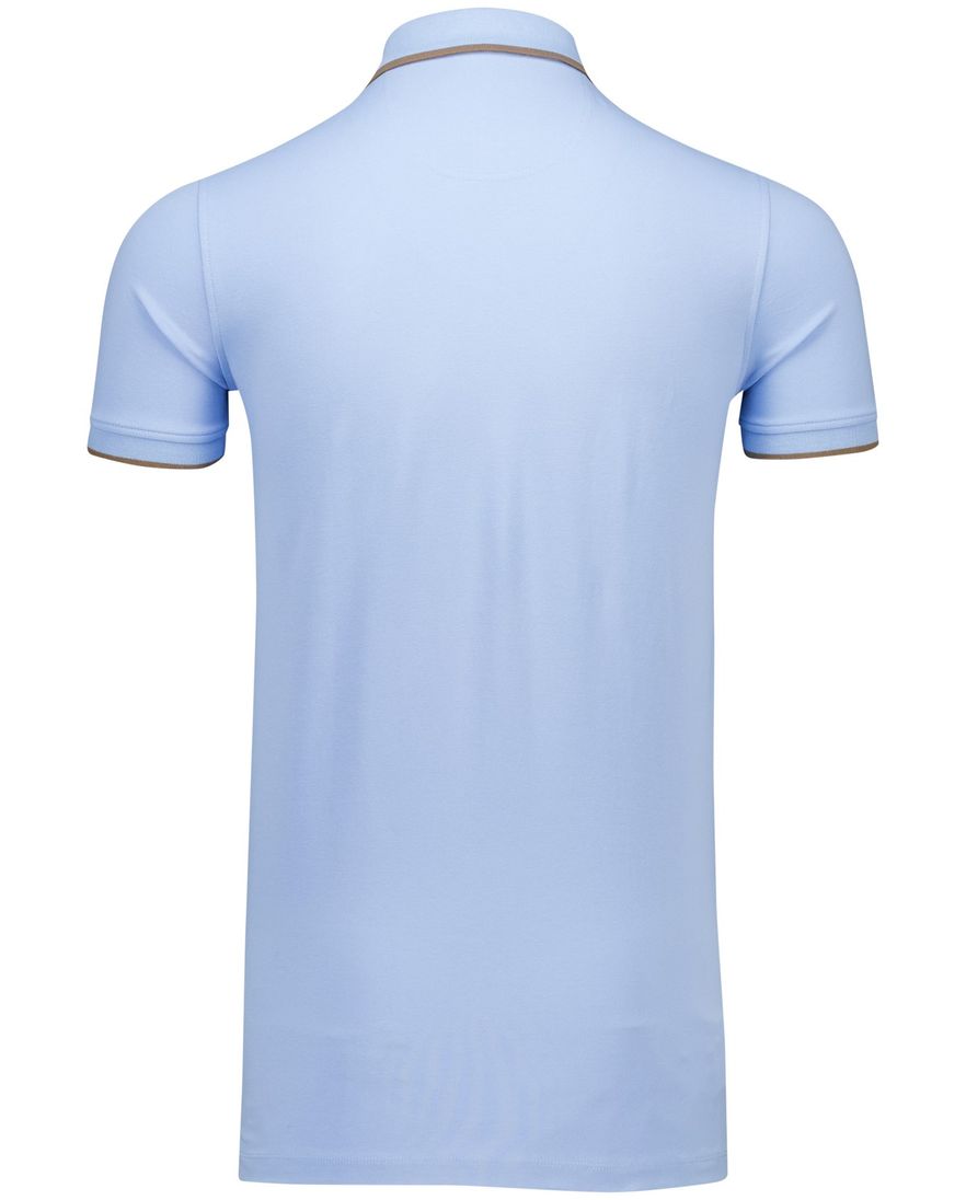 Portofino polo extra lang blauw bruin pique 3-knoops