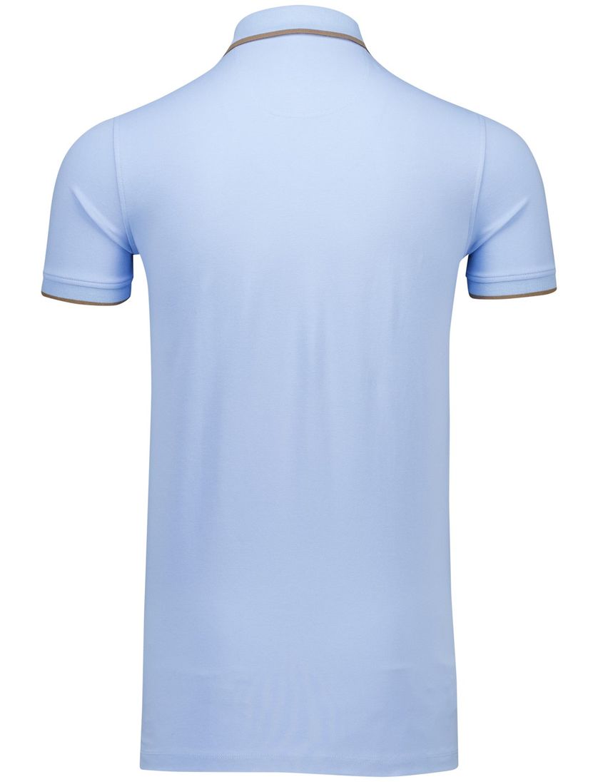 Portofino polo extra lang blauw bruin pique katoen