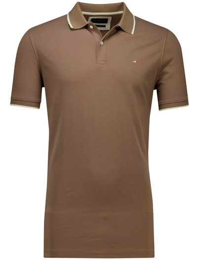 Portofino katoenen Portofino polo extra lang bruin effen 2-knoops