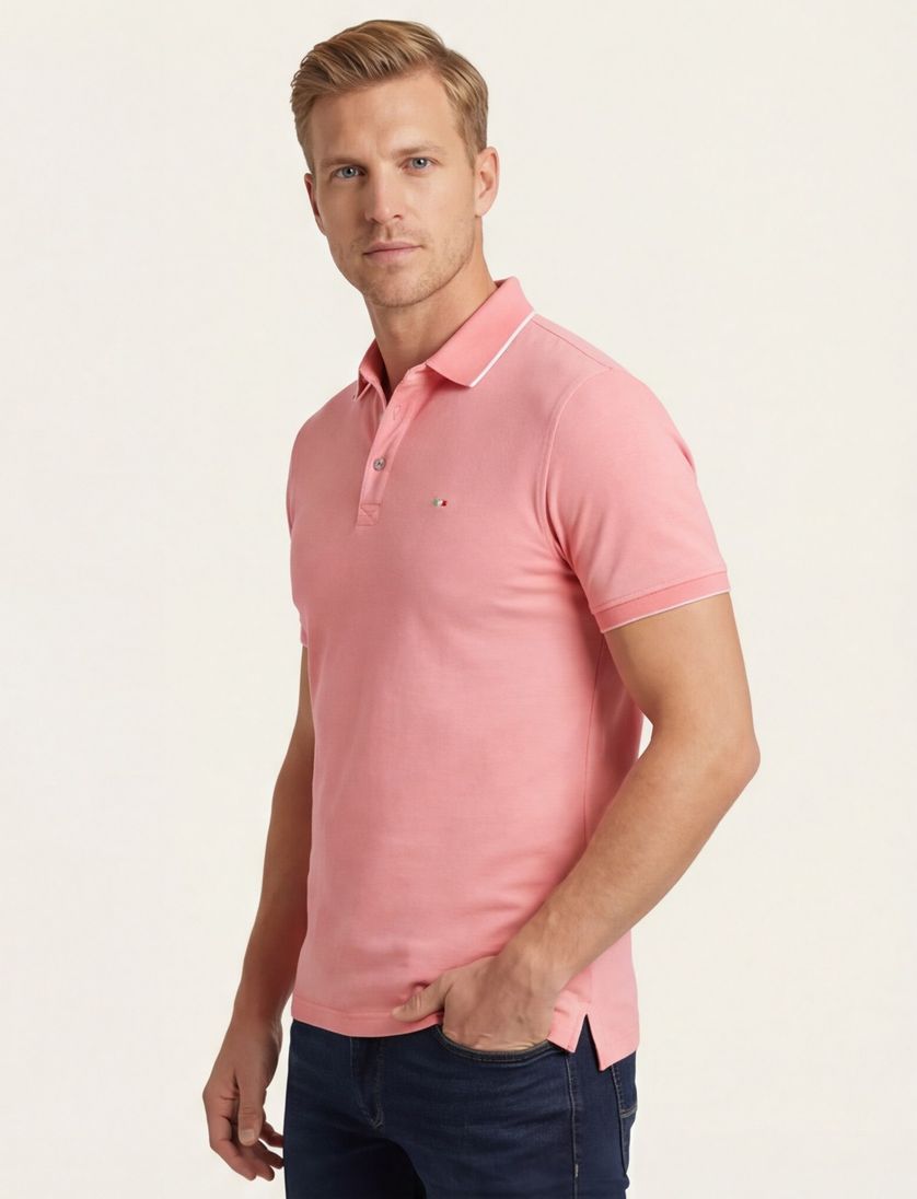 Portofino polo roze 3-knoops katoen