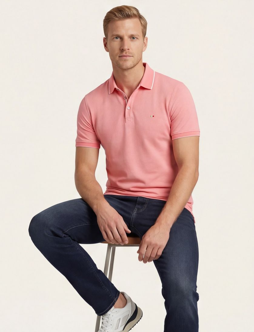 Portofino polo roze 3-knoops katoen