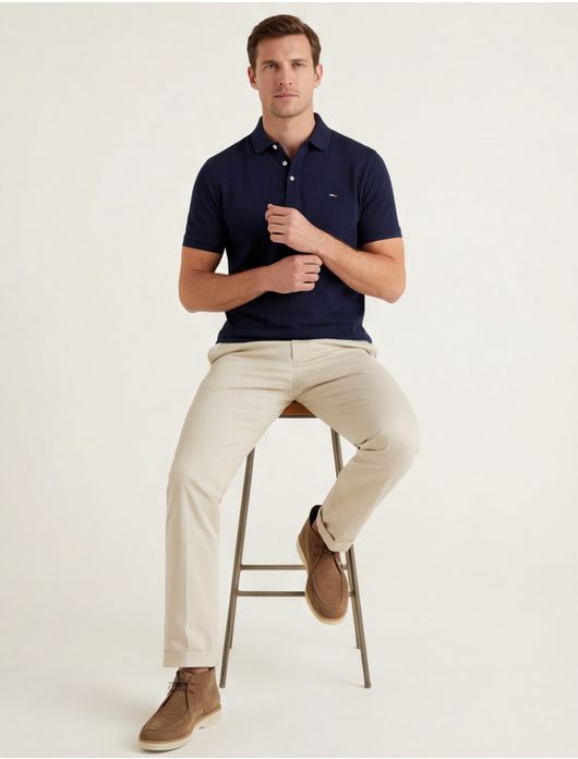 Portofino polo donkerblauw 3-knoops