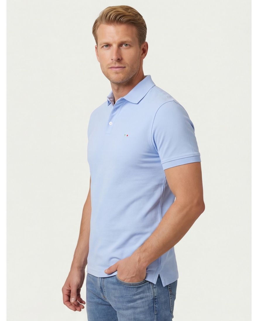 Portofino polo lichtblauw katoen