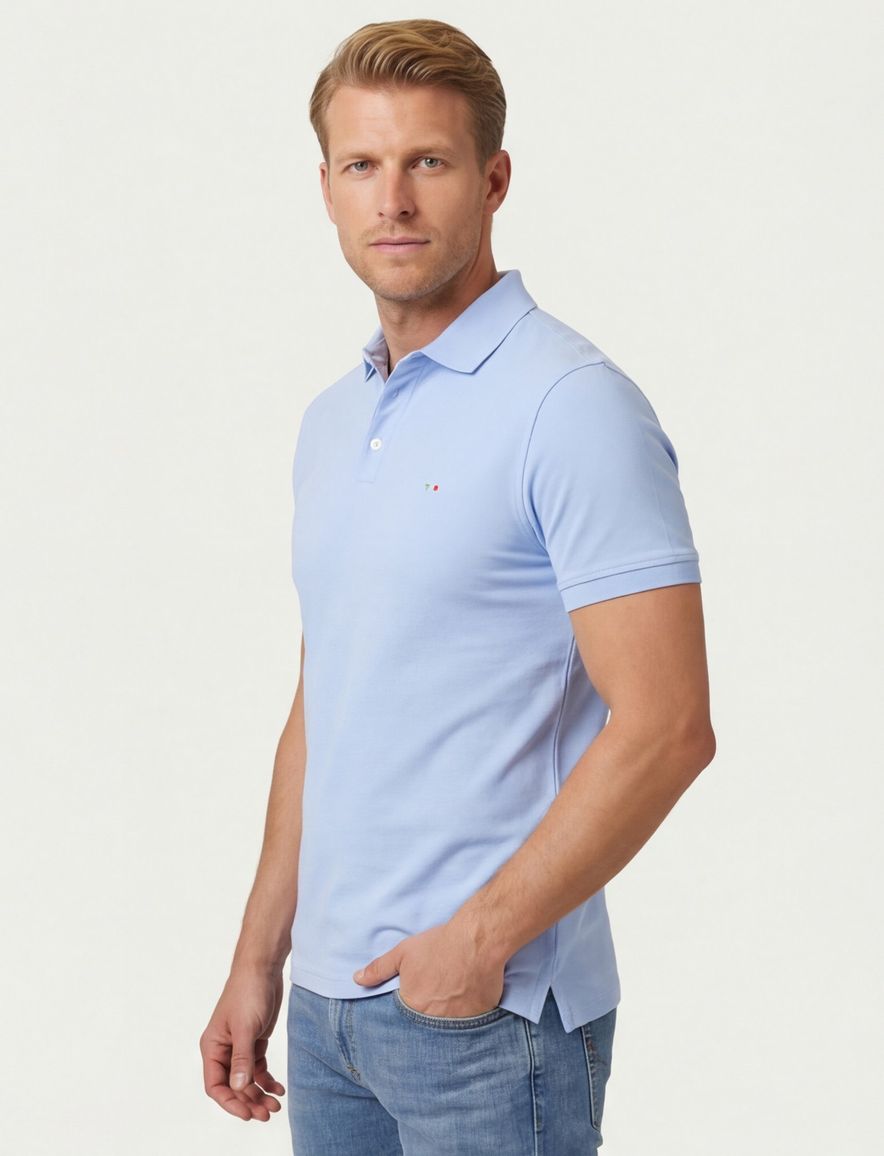 Portofino polo lichtblauw katoen