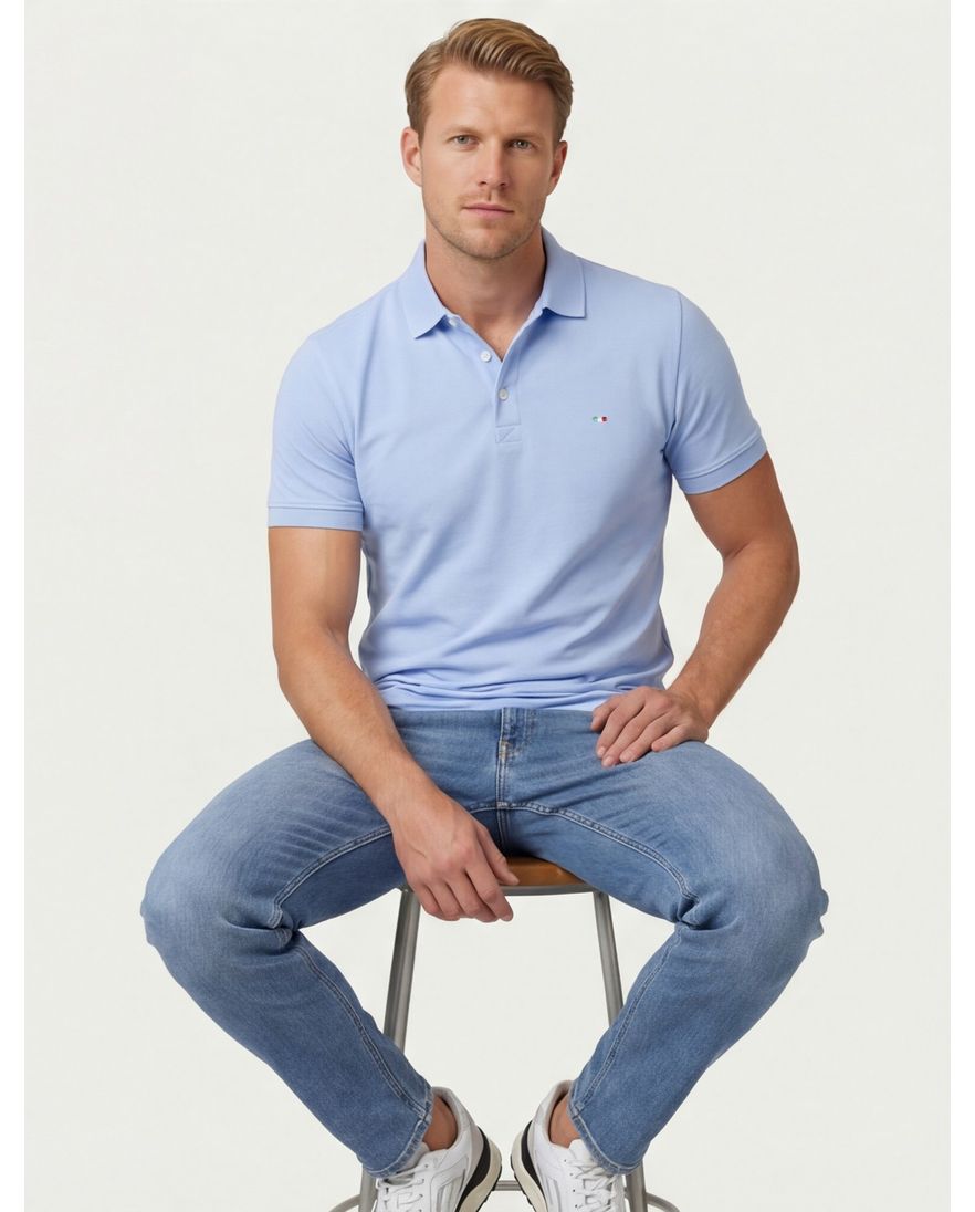 Portofino polo lichtblauw katoen
