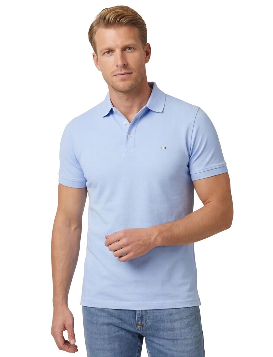 Portofino polo lichtblauw katoen