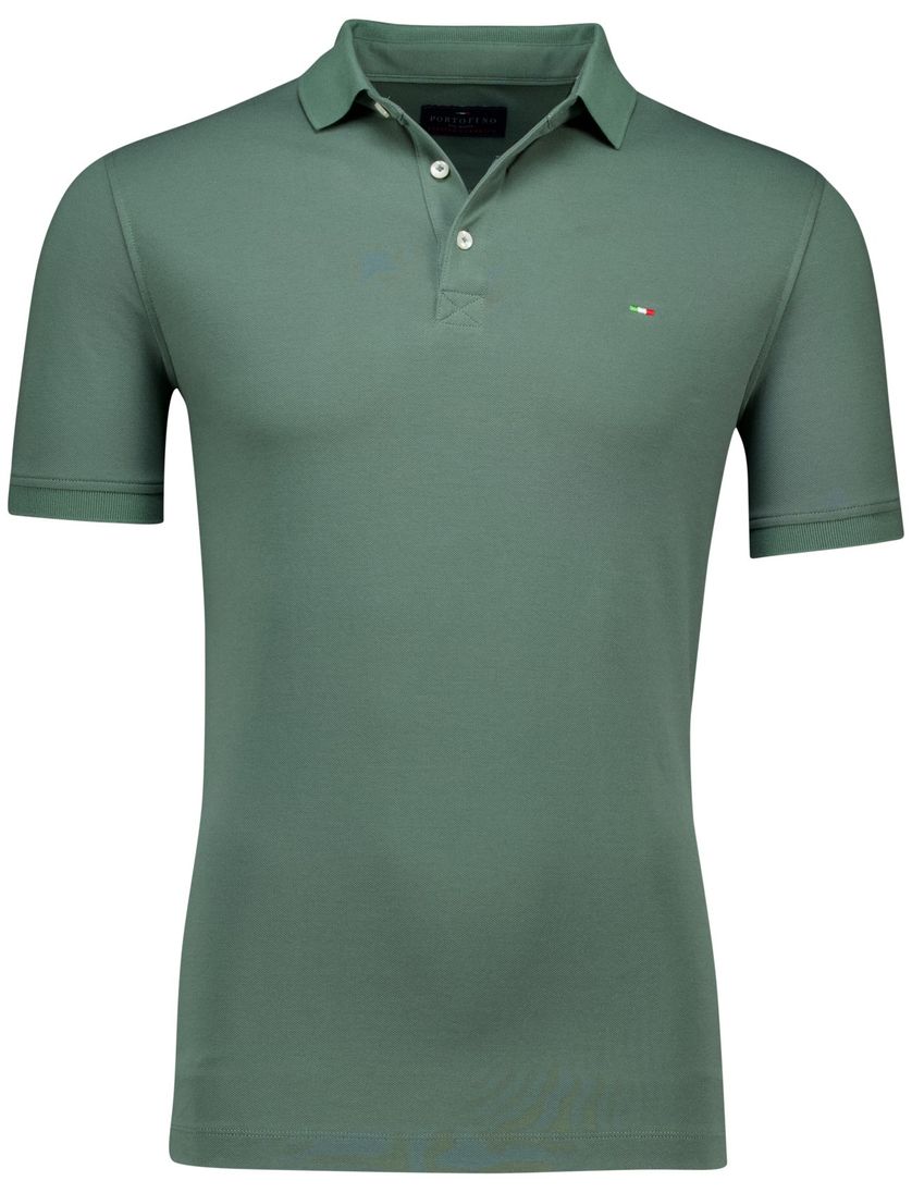 Portofino korte mouw polo groen pique 3-knoops