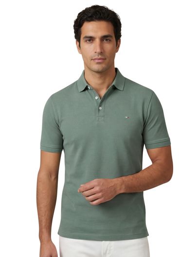 Portofino Portofino korte mouw polo groen katoen pique