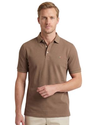 Portofino katoenen Portofino polo bruin 3 knoops effen normale fit