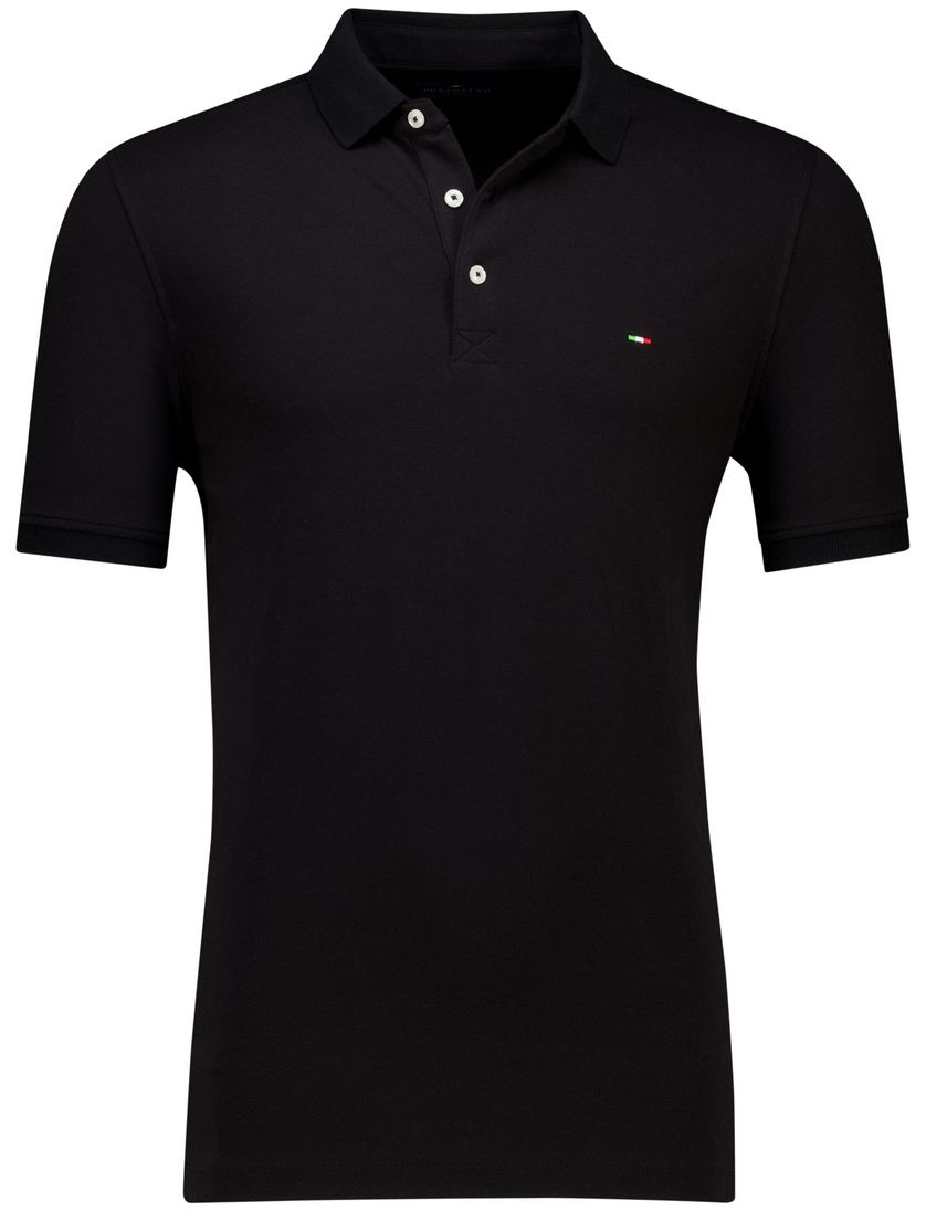 katoenen Portofino polo zwart effen normale fit