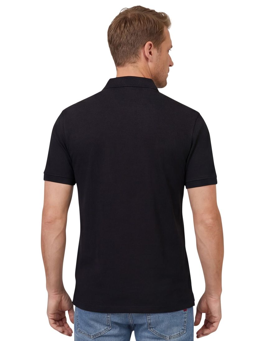 katoenen Portofino polo zwart effen normale fit