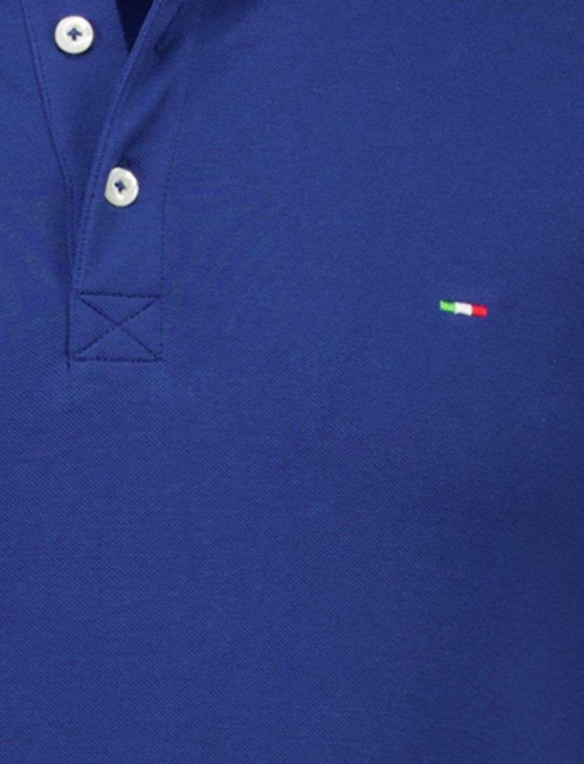 katoenen Portofino polo extra lang kobaltblauw korte mouw