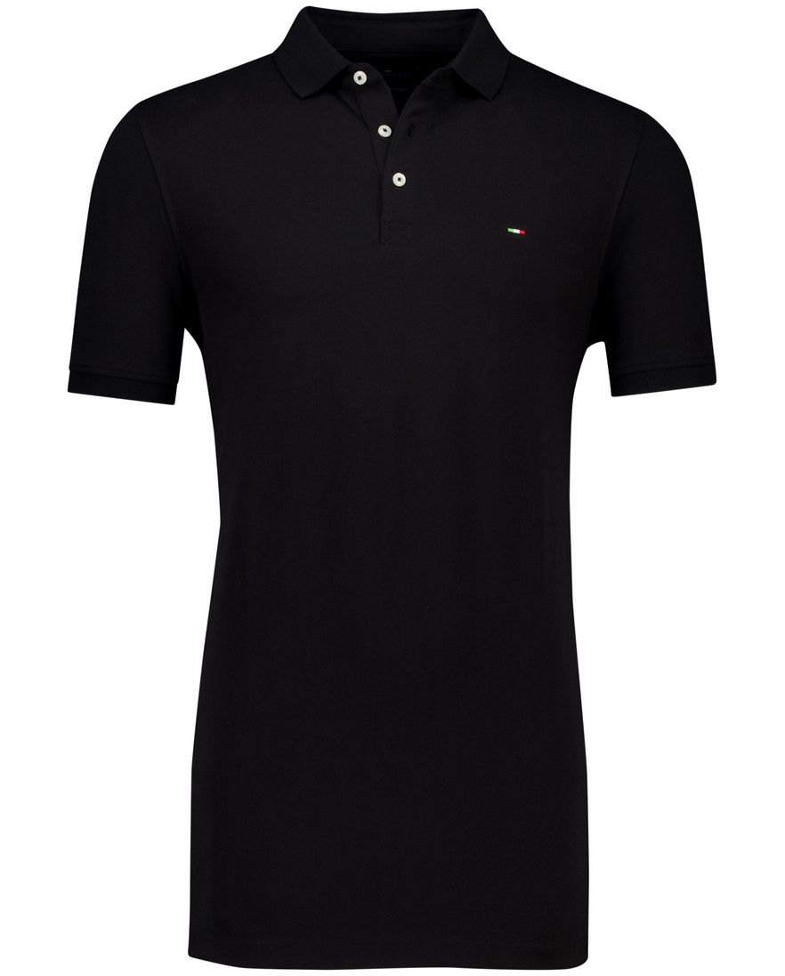 katoenen Portofino 3 knoops polo extra lang zwart pique