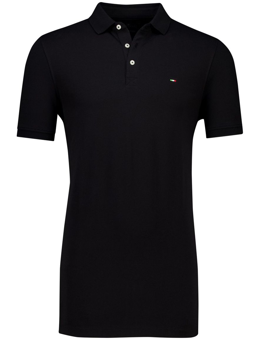 katoenen Portofino 3 knoops polo extra lang zwart pique