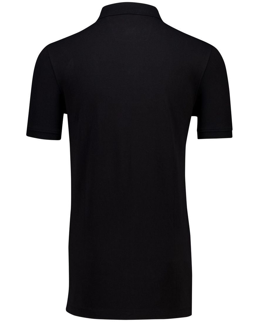 katoenen Portofino 3 knoops polo extra lang zwart pique