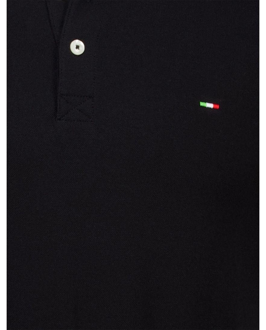 katoenen Portofino 3 knoops polo extra lang zwart pique