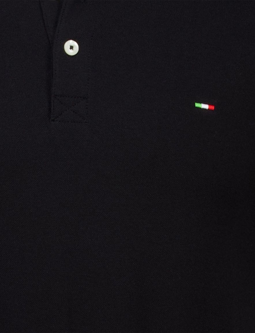 katoenen Portofino 3 knoops polo extra lang zwart pique