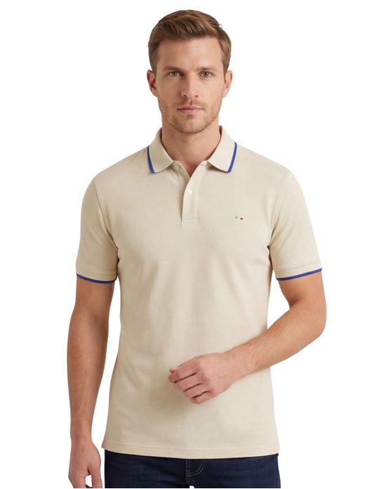 Portofino polo beige effen katoen normale fit
