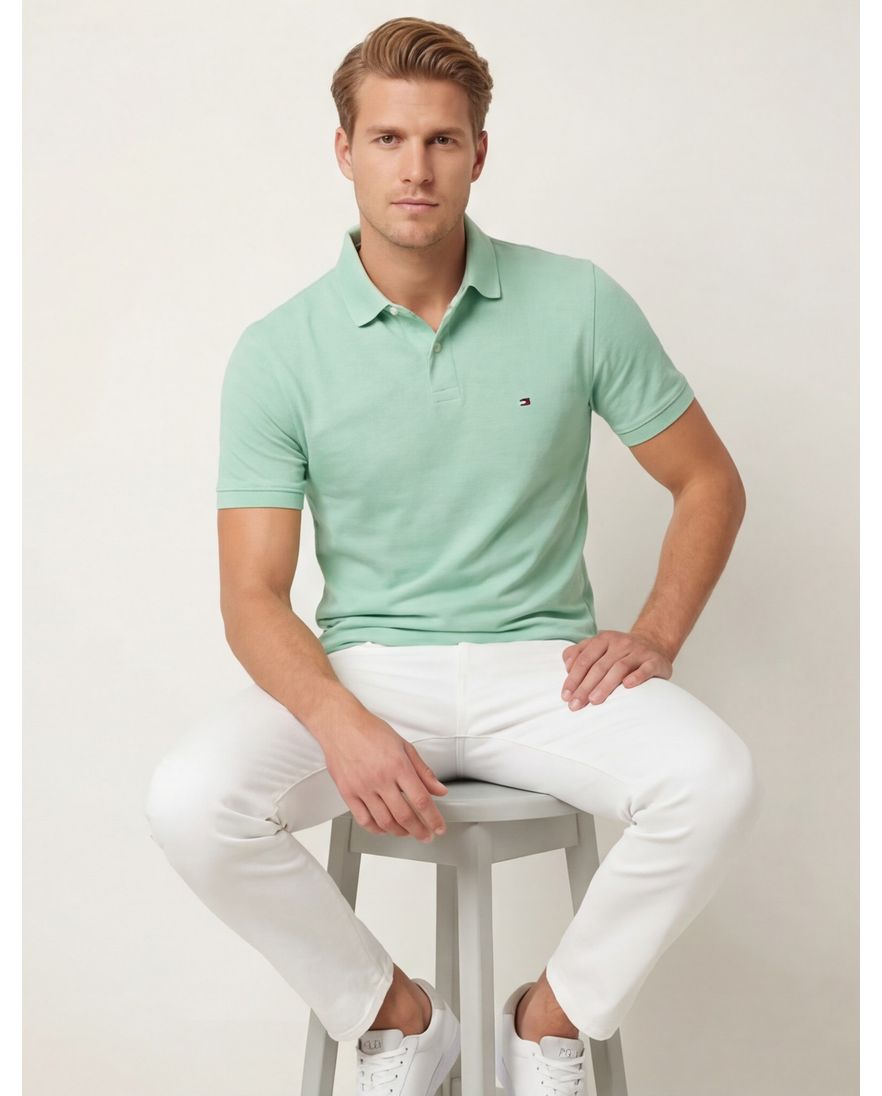 Tommy Hilfiger polo mintgroen normale fit katoen