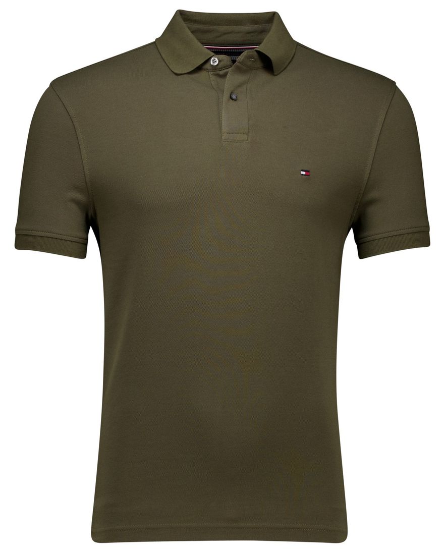 Tommy Hilfiger polo katoen khaki effen normale fit