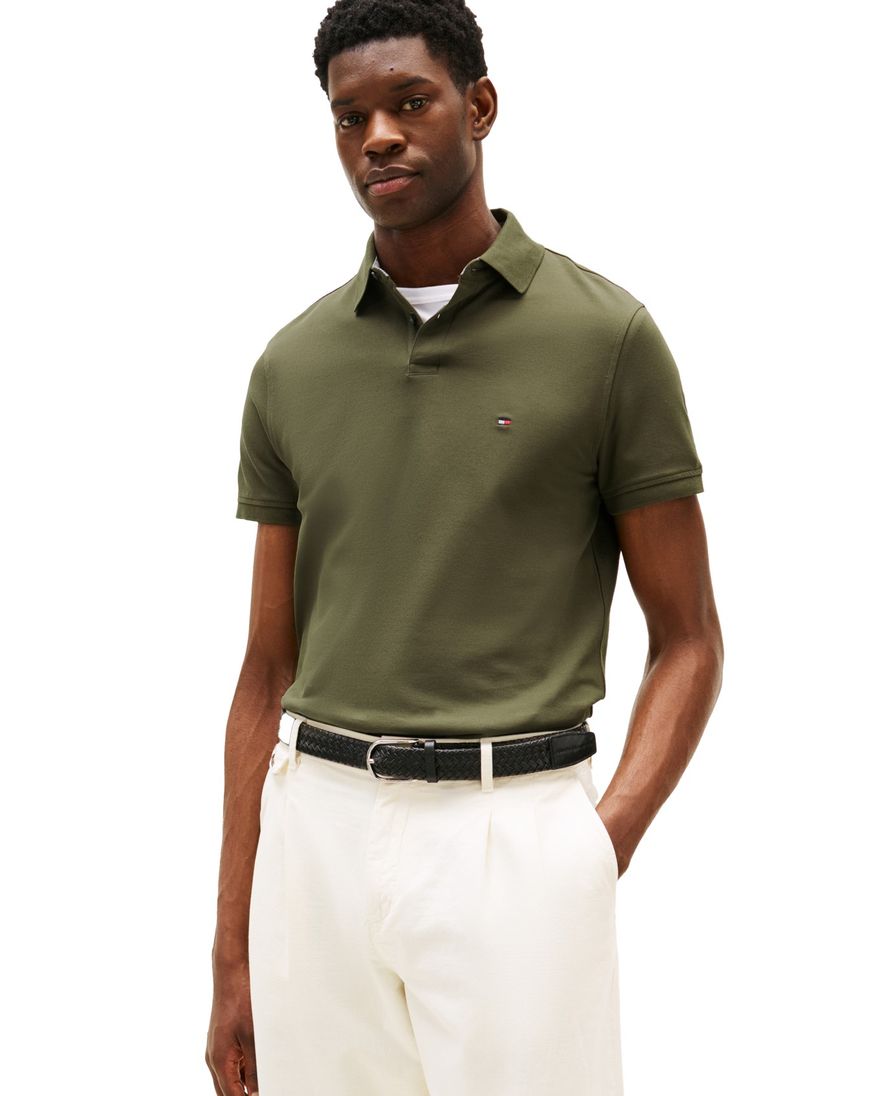 Tommy Hilfiger polo katoen khaki effen normale fit