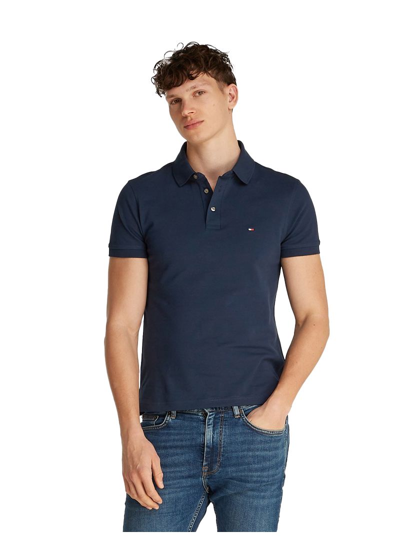 Tommy Hilfiger polo donkerblauw 3-knoops katoen