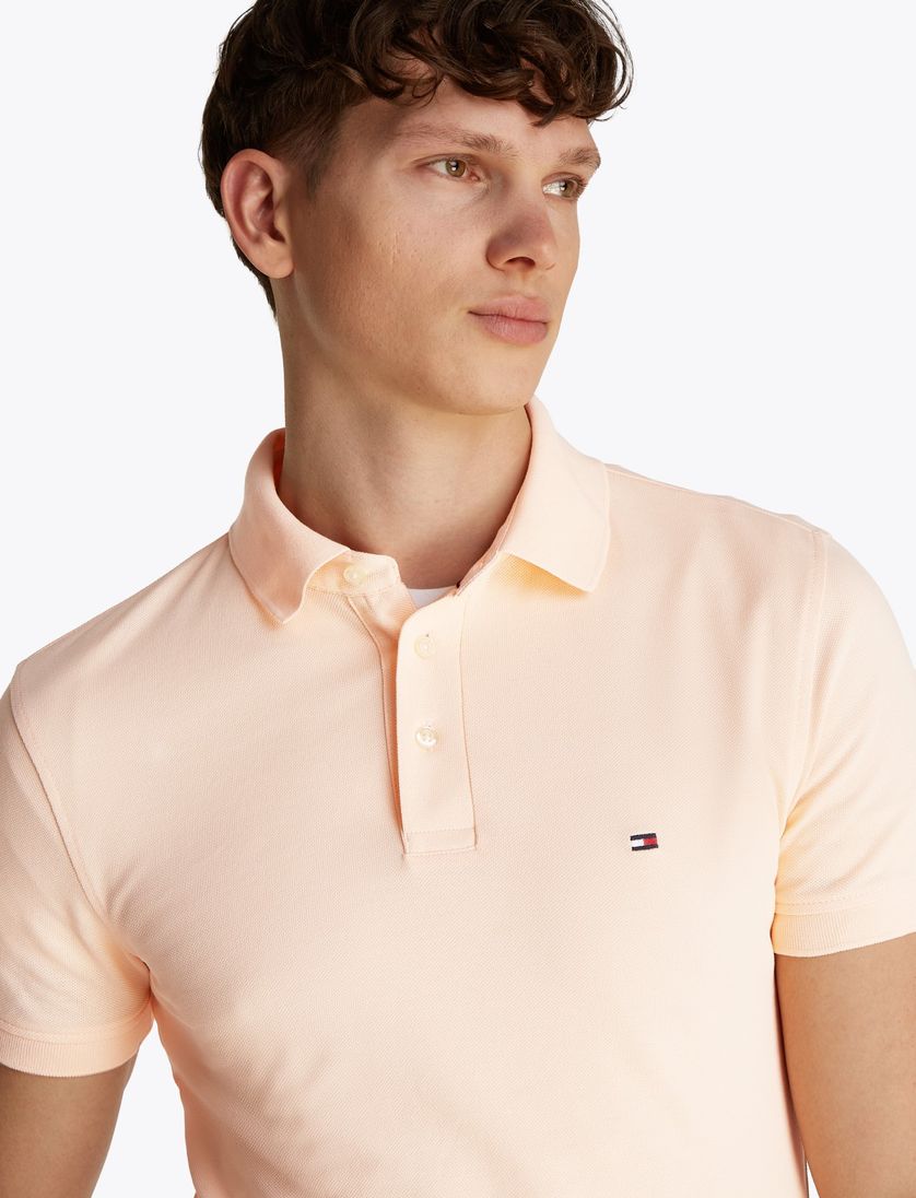 Tommy Hilfiger polo roze pique slim fit katoen