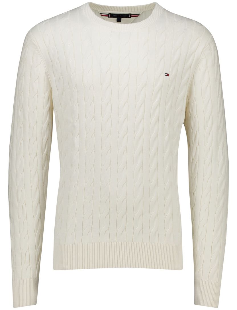 Tommy Hilfiger classic cotton cable crew neck wit gebreid