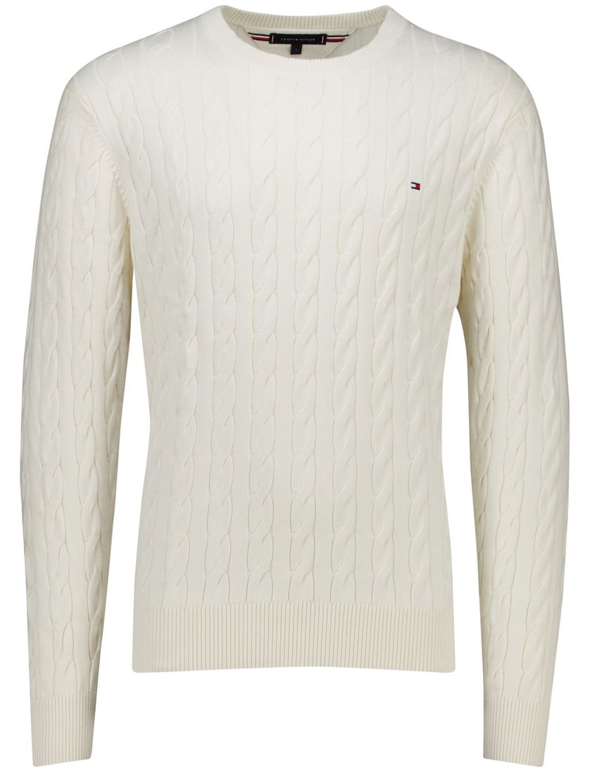 Tommy Hilfiger classic cotton cable crew neck wit gebreid