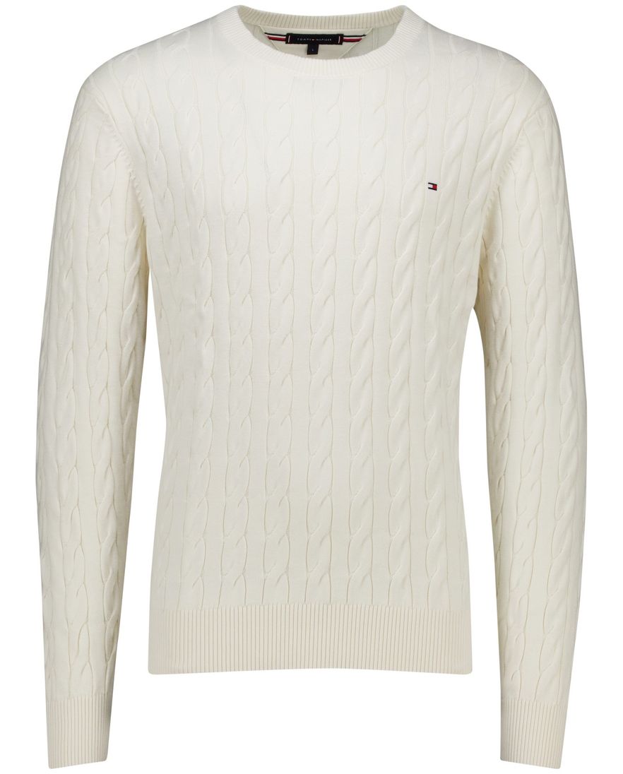Tommy Hilfiger classic cotton cable crew neck wit katoen