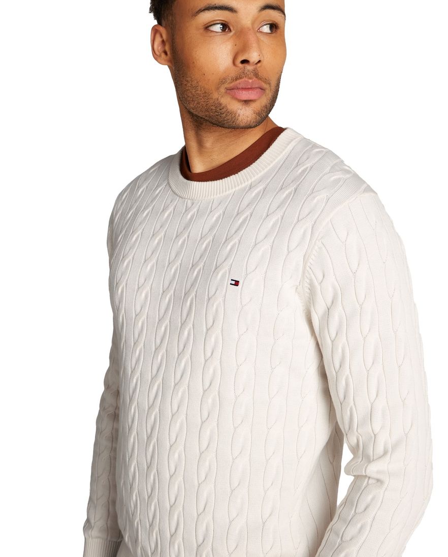 Tommy Hilfiger classic cotton cable crew neck wit katoen