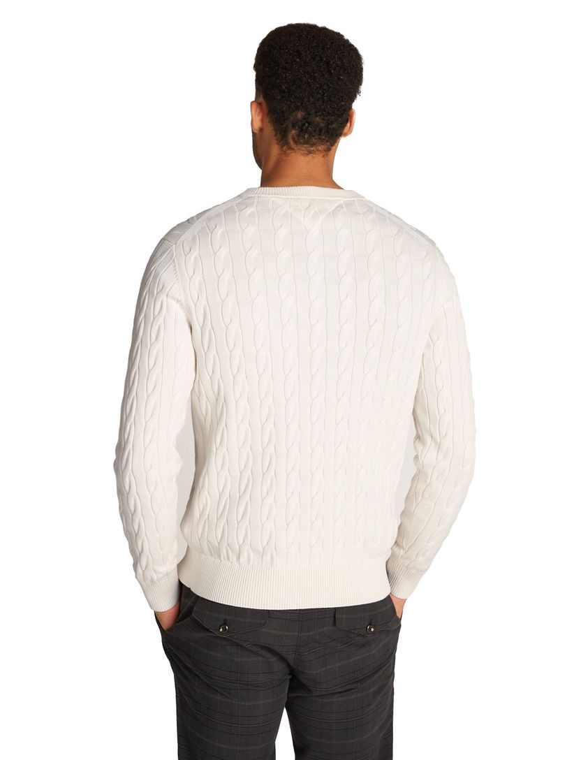 Tommy Hilfiger classic cotton cable crew neck wit gebreid