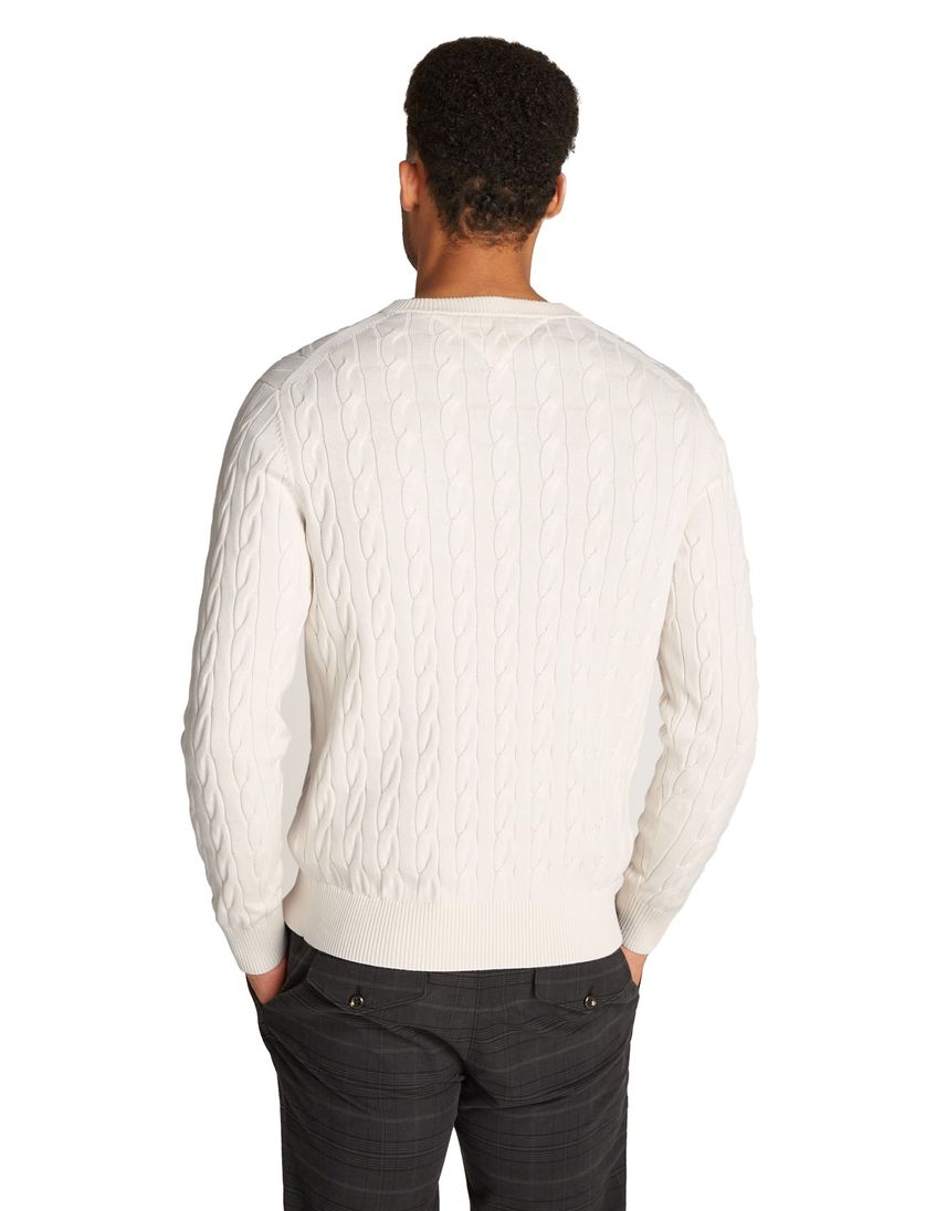 Tommy Hilfiger classic cotton cable crew neck wit gebreid