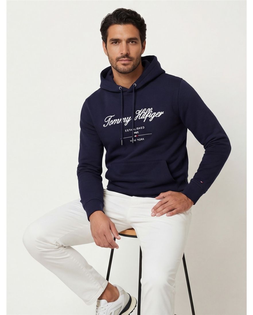 Tommy Hilfiger hoodie donkerblauw capuchon