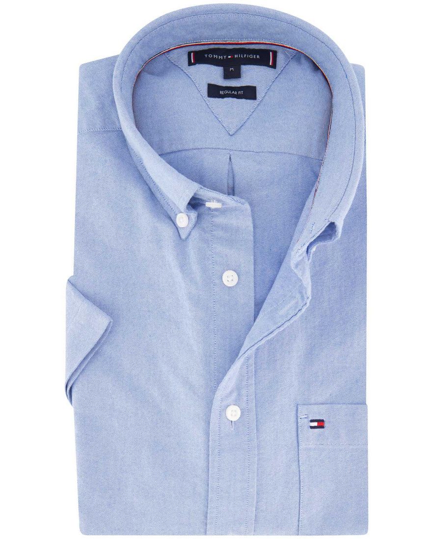 Tommy Hilfiger overhemd lichtblauw jersey borstzak button-down