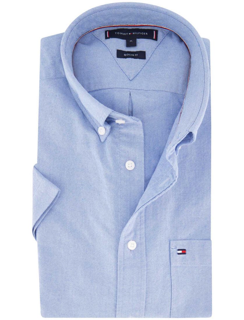 Tommy Hilfiger overhemd lichtblauw jersey korte mouw
