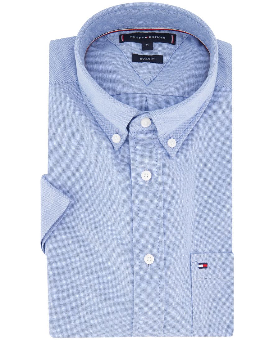 Tommy Hilfiger overhemd lichtblauw jersey borstzak button-down