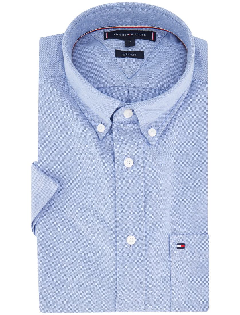 Tommy Hilfiger overhemd lichtblauw jersey korte mouw