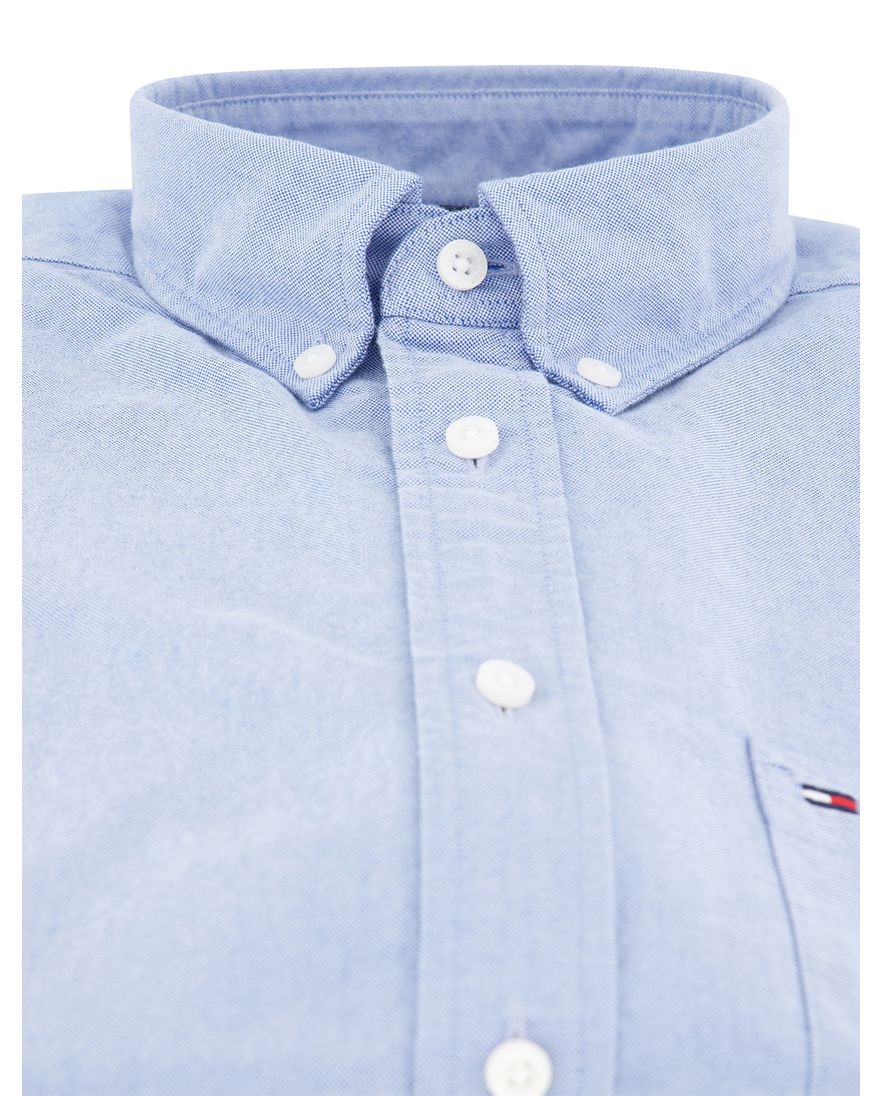 Tommy Hilfiger overhemd lichtblauw jersey borstzak button-down