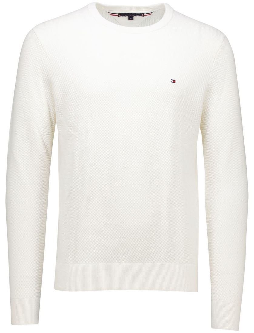 Tommy Hilfiger trui wit ronde hals katoen
