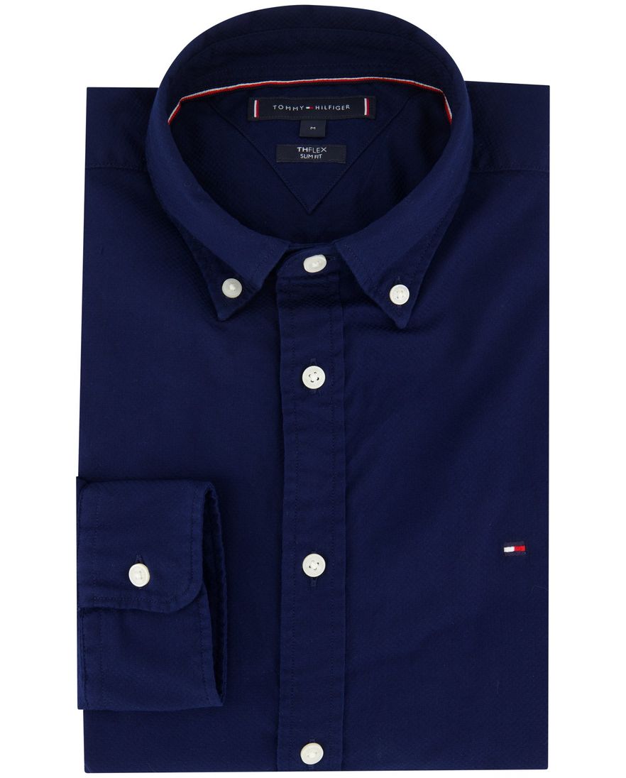 Tommy Hilfiger overhemd donkerblauw slim fit katoen