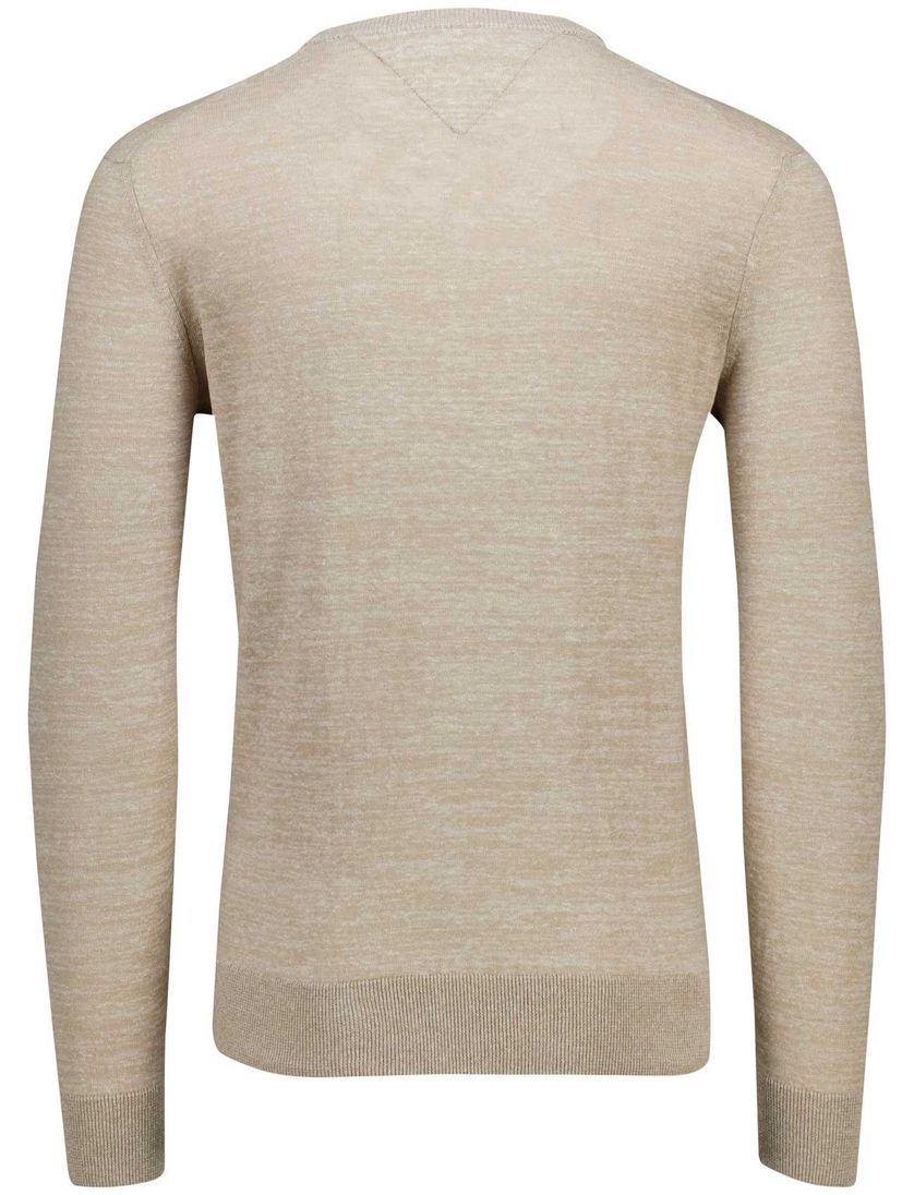 Tommy Hilfiger crew neck trui beige gemêleerd met boord