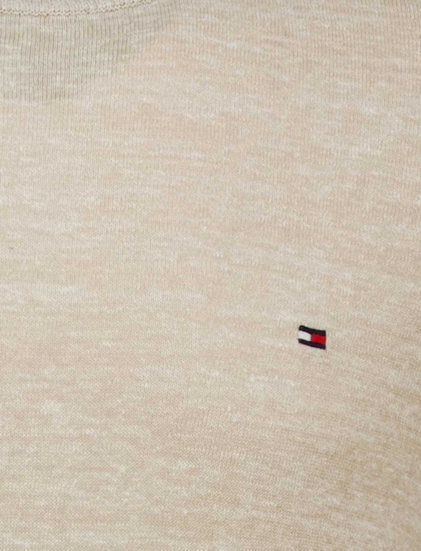 Tommy Hilfiger crew neck trui beige gemêleerd met boord