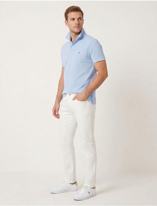 Tommy Hilfiger polo lichtblauw 3-knoops