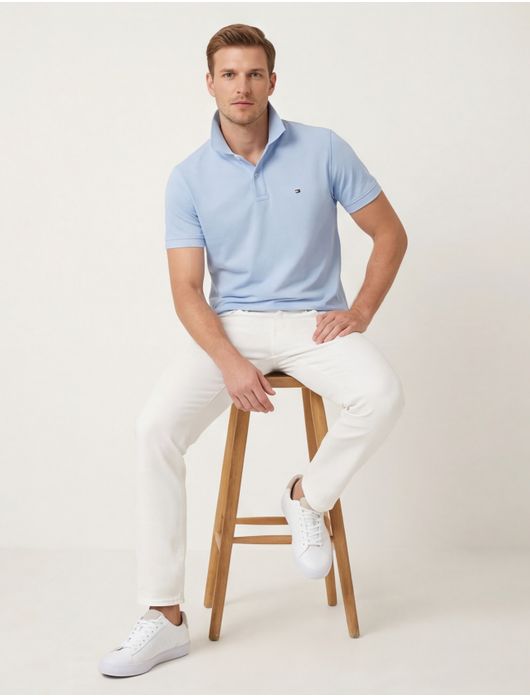 Tommy Hilfiger polo lichtblauw 3-knoops