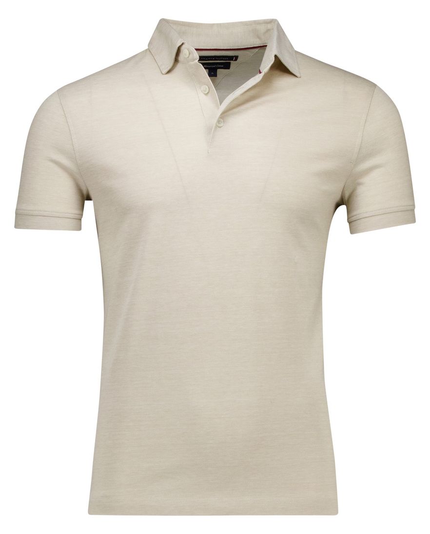Tommy Hilfiger polo beige effen katoen slim fit